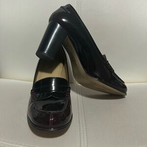 Michael Kors Patent Leather Block Heeled Pump - Wine - 8.5